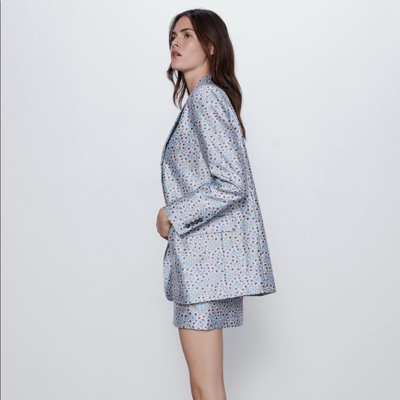 NWT Zara Blue Floral Blazer - Picture 5 of 8